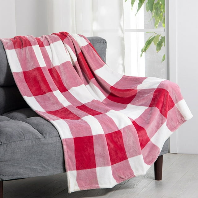 Oefntac Plaid Blanket Double Sided Fleece Plaid Blanket Printed Flannel Sofa Blanket Office Heavy Blanket Gift Blanket