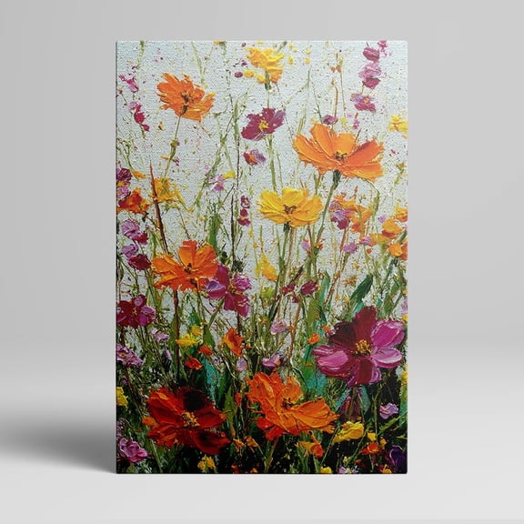 1pc Vibrant Wild - flower Oil - painting - style Canvas Art, Framed Decor room hanging Wall Picture Decor for Home Gifts, living room, bathroom, bedroom, kitchen wall art decor canvas wall art
