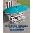 thumbnail image 2 of Kicctian 15FT Double-Sided Patio Umbrella with Solar LED Lights & Base, Extra Large Rectangle Market Umbrella Outdoor,  UV & Fade-Resistant, Ideal for Deck, Pool, Backyard, Garden, Misty Blue, 2 of 6