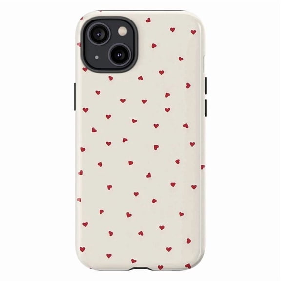 Dainty Scattered Heart Phone Cover, Neutral Background Cute Design for iPhone 17 16 15 14 13 12 11 Pro Mini