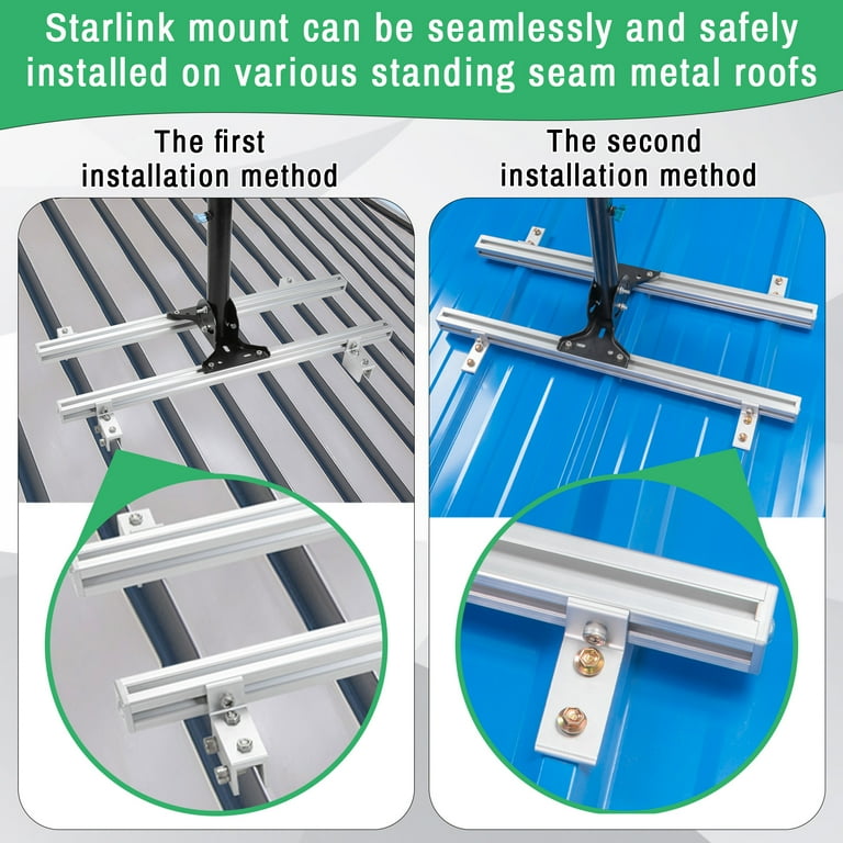 M*J様 STARLINK スタンドとマウント金具セット Starlink Adjustable Mounting Kit for Standing Seam Metal Roof