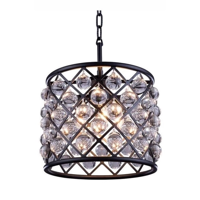 Elegant Lighting Madison 14" 3 Light Royal Crystal Pendant Lamp