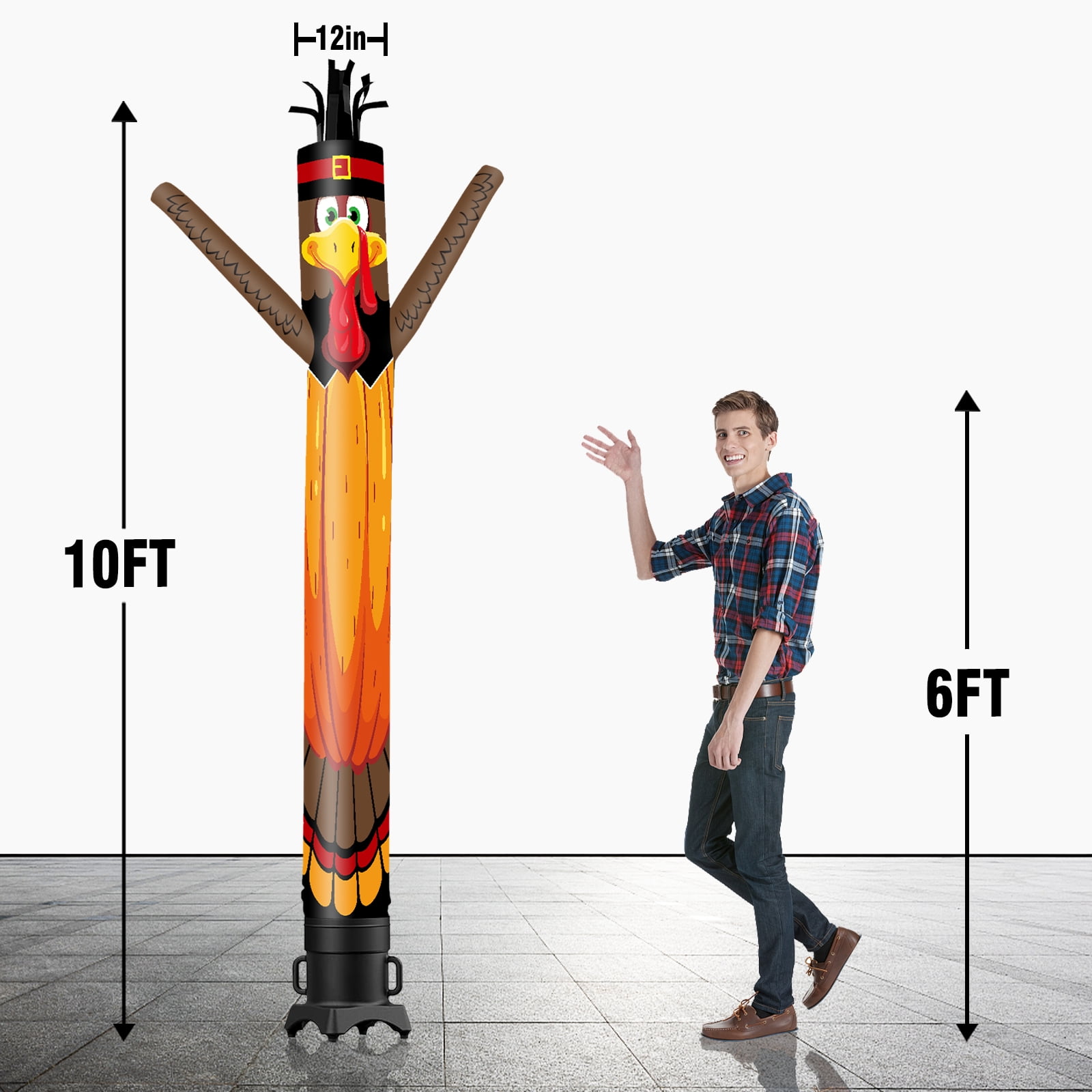Pumpkin Turkey Inflatable Tube Man Wacky Wavy Dancing Guy for Outdoor Decoration Advertising Business Promotion - Thanksgiving Day (Blower Not Included)
