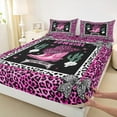 thumbnail image 3 of jejeloiu Western Cowboy Boots Twin Sheet Sets,Chic Leopard Print Twin Fitted Sheet,Cheetah Pattern Bowknot Bowtie Flat Sheet For Girls Kids,Breathable Home Decor,3 Pieces, 3 of 7
