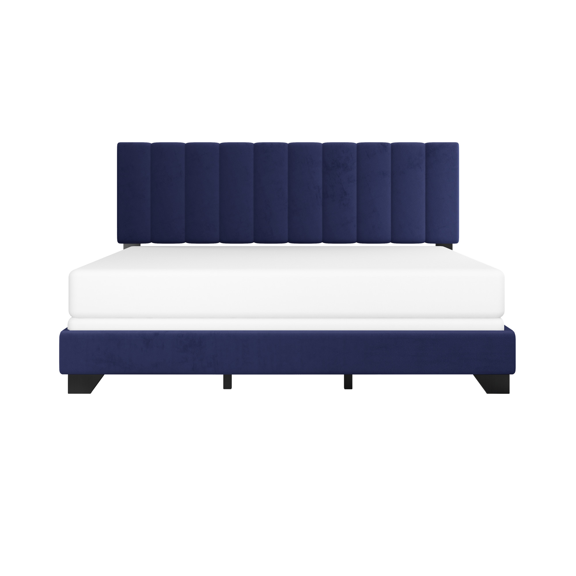 Reece Channel Stitched Upholstered King Bed, Sapphire, by Hillsdale Living Essentials - image 2 of 17