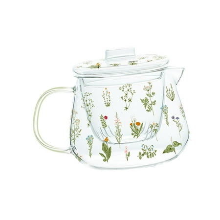 

Glass Blooming Tea Teapot Borosilicate Glass Teapot for Anniversary Birthday Small