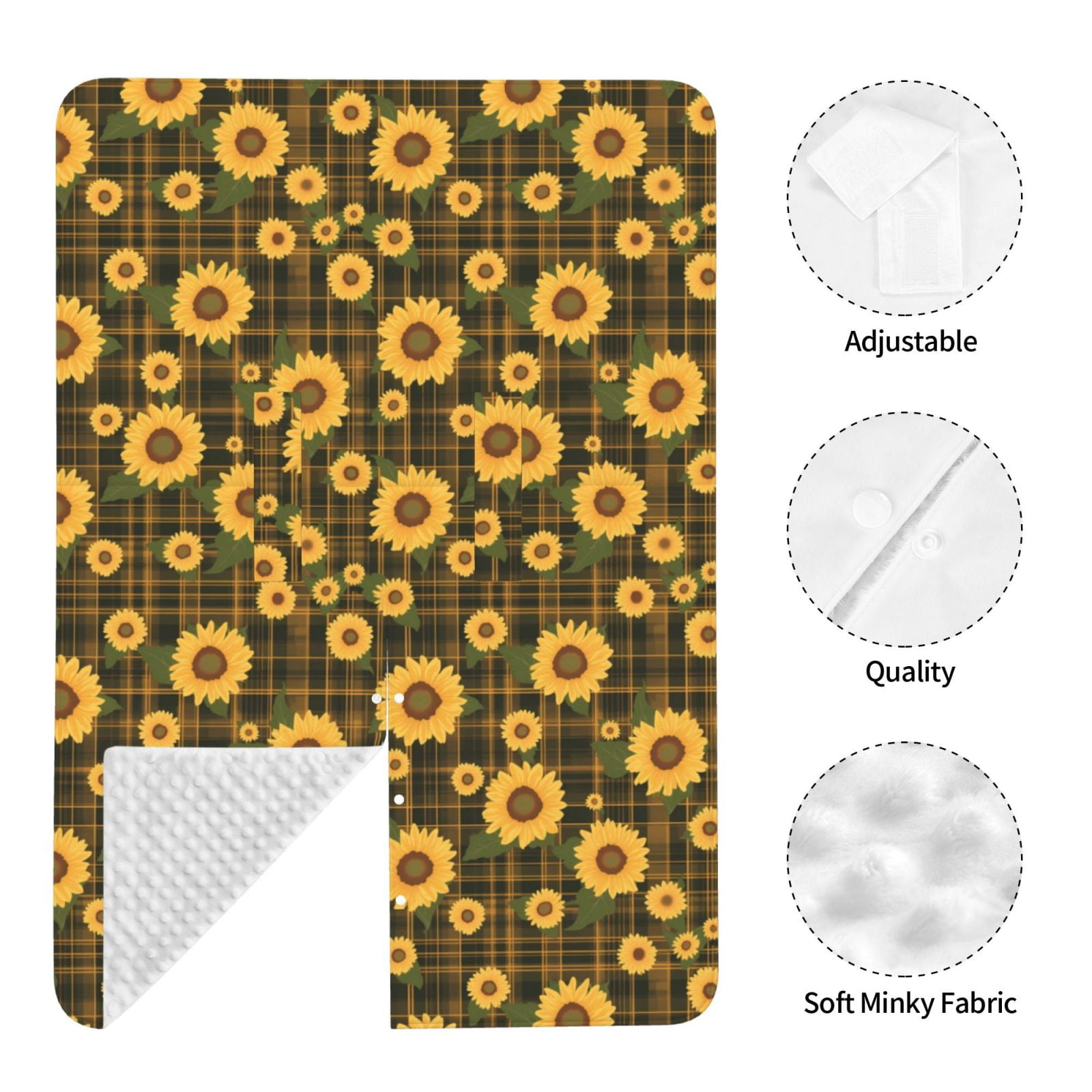 Naloa Vintage Plaid Sunflower Baby Car Seat Cover, Breathable Baby Carrier Cover, Multiuse Baby Carrier Cover & Nursing Breastfeeding Cover