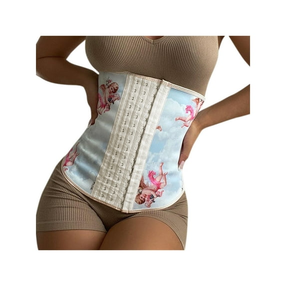 KOMOO Women Floral Waist Trainer Waist Belt Tummy Control Shapewear Postpartum Belly Wrap Girdle