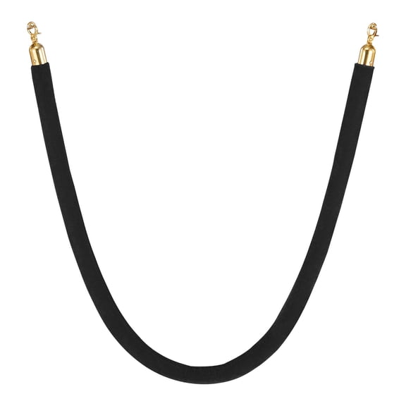 4-Pack 5 ft Black Velvet Stanchion Ropes with Gold Hooks, Crowd Control Post Queue Barrier for Movie Theater, Grand Opening, Party, Black