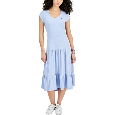 Tommy Hilfiger Womens Tiered Midi T-Shirt Dress