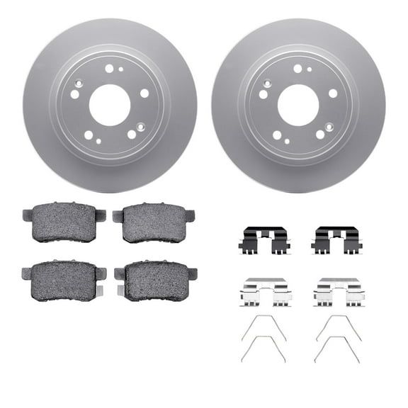 Dynamic Friction Company Rear Geospec Brake Rotors with 5000 Advanced Brake Pads includes Hardware 4512-59131