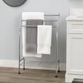 thumbnail image 3 of Freestanding Curved 3 Towels Stand with Shelf Chromed Metal, 3 of 7