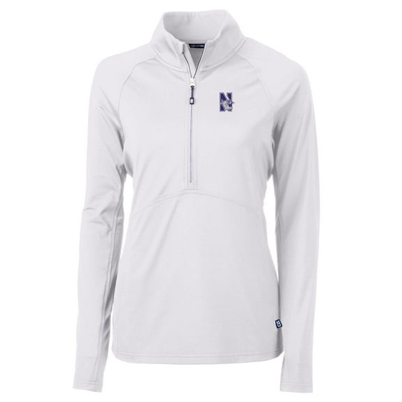 Women's Cutter & Buck White Northwestern Wildcats Adapt Eco Knit Half-Zip Pullover Jacket