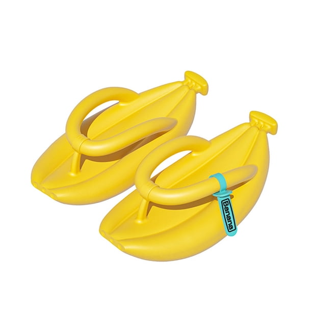 Jumpingount 1 par de sandalias EVA con forma de plátano, repuesto de verano, inodoro, a prueba de golpes, Color sólido, zapatillas de playa para baño, Calzado Amarillo Jumpingount AP018291-01B