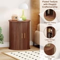 thumbnail image 4 of Fluted Round Side Table Set of 2, Mid Century Modern Night stand with Sliding Tambour Door and Storage Shelf, Wood Bedside Table, End Table for Small Space,Bedroom, Living Room, 4 of 8