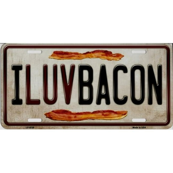 I Luv Bacon Metal License Plate