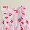 thumbnail image 4 of CAICJ98 Newborn Girl Strawberry Romper Infant Baby Summer Outfit Cherry Watermelon Print Ruffle Sleeve Seersucker Stripe Jumpsuit (Watermelon Red,0-3 Months), 4 of 6