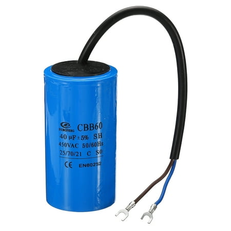 

CBB60 40uF Running Capacitor AC 450V 2 Wires 50/60Hz Cylinder 90x50mm for Motor Start