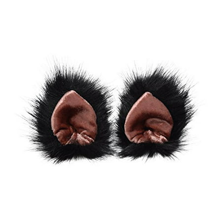 KritterKlips Handmade Fun Animal Ears For Dress Up (Black Mauve Velvet Cat)