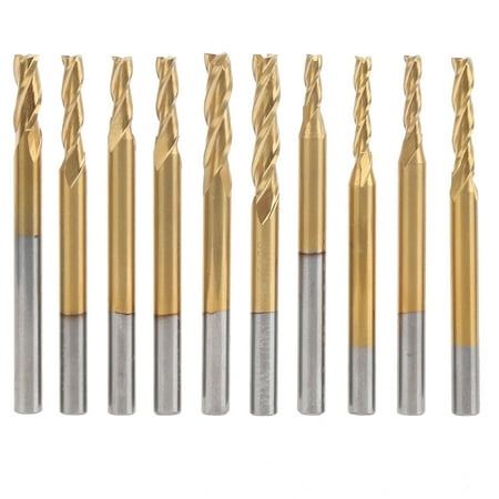 

2024 10Pcs End Mill 3Flute Round Shank Milling Cutter TiPlated CNC Maching Tungsten Steel Tool