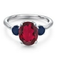 thumbnail image 3 of Gem Stone King 3.40 Ct Oval Red Mystic Quartz Blue Sapphire 925 Sterling Silver Ring, 3 of 6