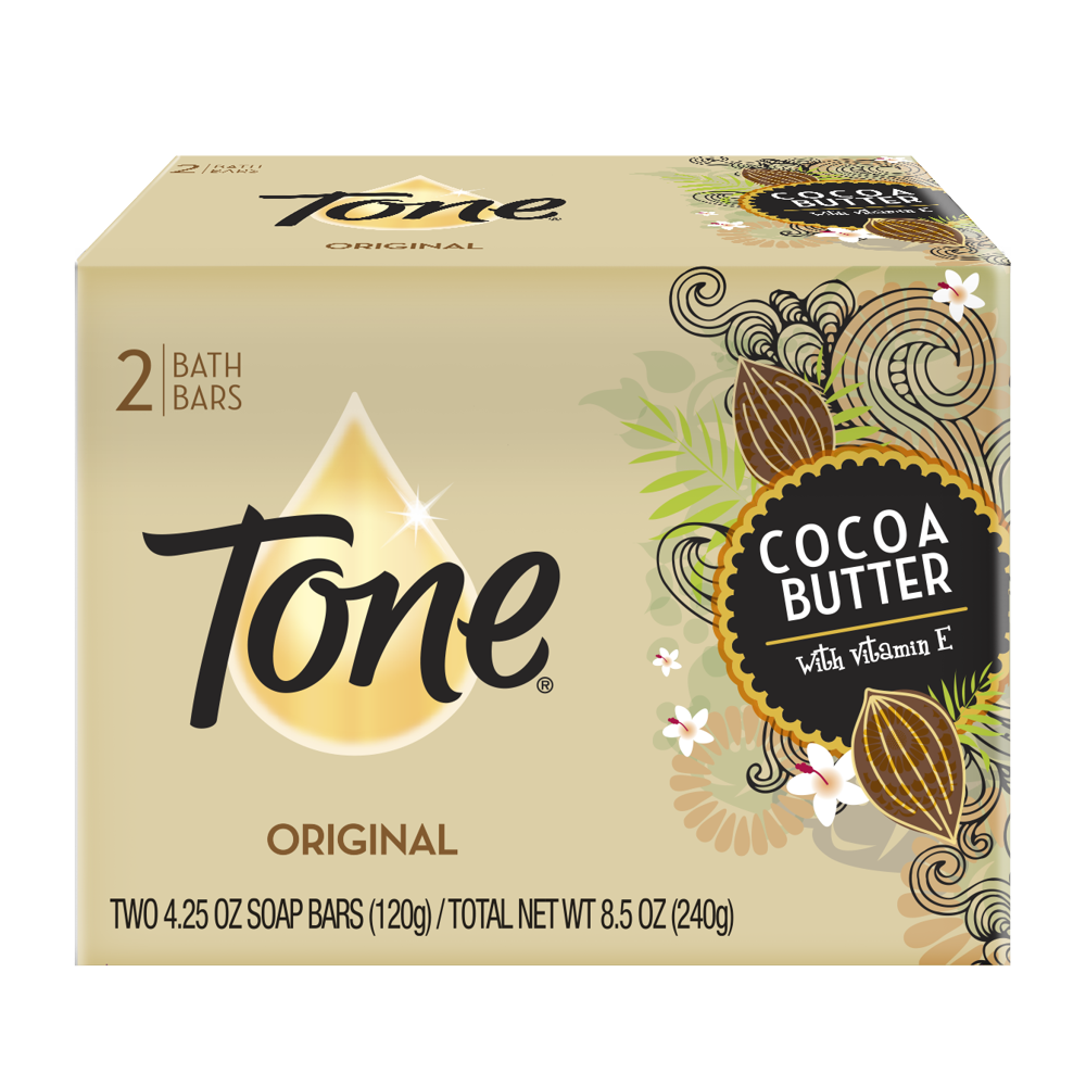 Tone Bath Bar Soap, Cocoa Butter, 4.25 Ounce, 2 Bars