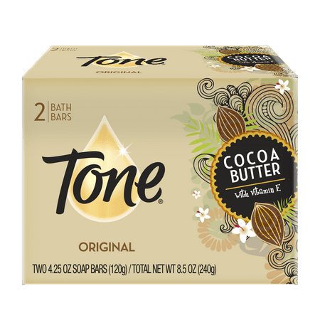 Cocoa Butter Bath Bar Original with Vitamin E by Tone for Unisex - 2 x 4.25 oz Soap