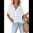 thumbnail image 1 of Blusas Formales Informales para Mujer, Camisas de Trabajo, Camisas con Botones, Camisetas de Corta con Cuello en V Raya L, 1 of 9