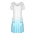 thumbnail image 4 of Vestido Corto de Verano Moda Gradiente Corto de Manga en V Cuello Vestido Casual, Poliéster Ligero de Verano, Lavado de Manos, 4 of 9