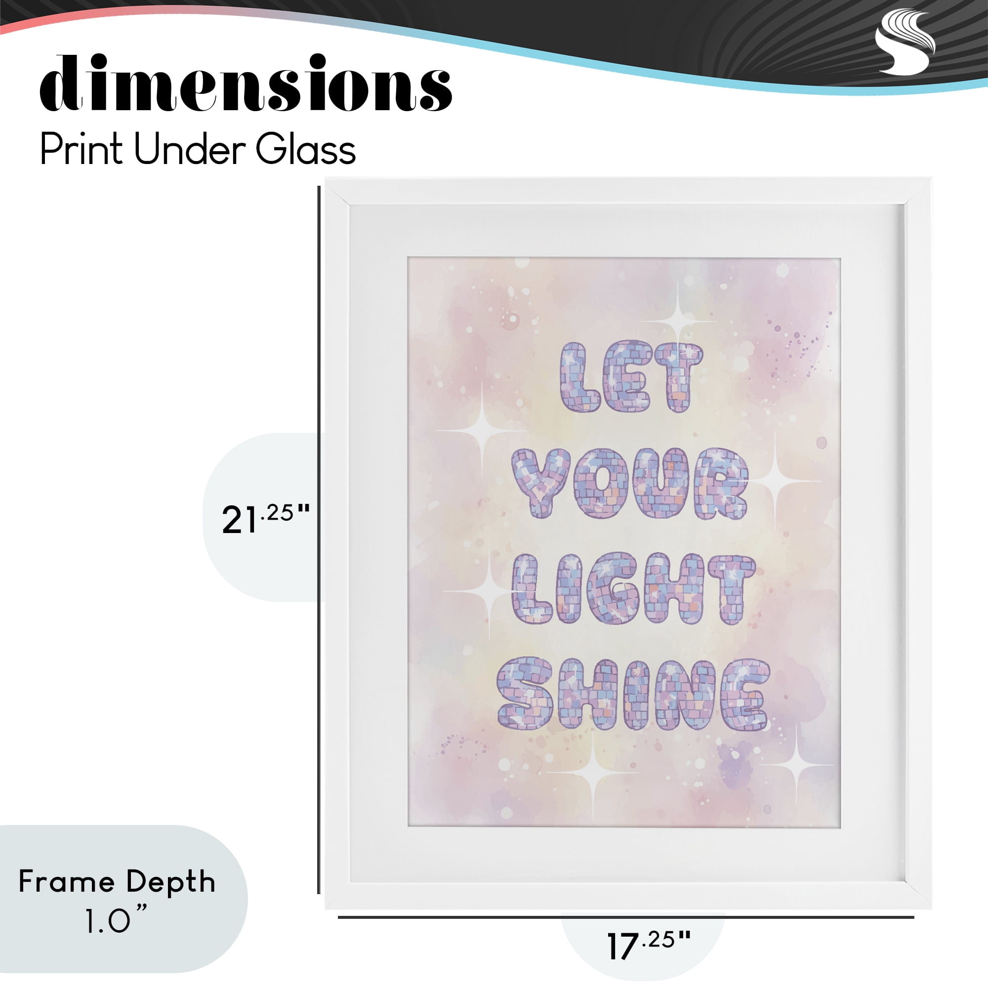 Stupell Industries Let Your Light Shine Pastels White Framed Print Under Glass, design by Lil' Rue