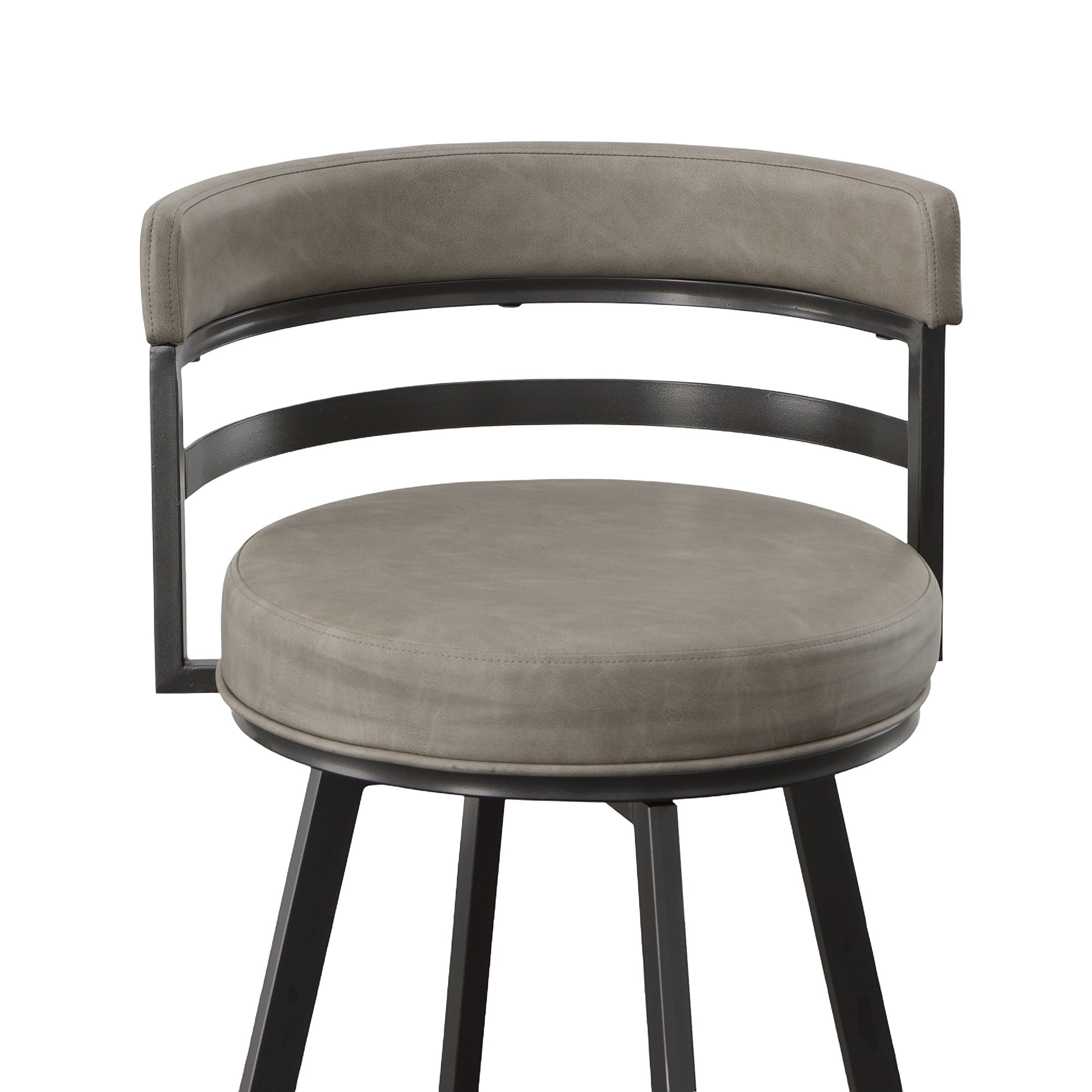 Steve Silver Gene Metal and Beige Faux Leather Swivel Bar Stool