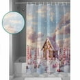 thumbnail image 4 of Christmas Candy House Tree Shower Curtain, 36" x 72", Gingerbread Marshmallow Winter Snow Pink Waterproof Bathroom Curtain Washable Shower Curtain Set with 12 Hooks, 4 of 6