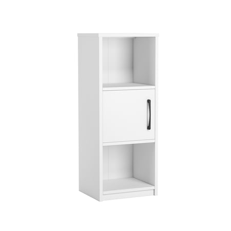 MAINSTAYS ARDENT 3 TIER STORAGE TOWER WITH DOOR AND OPEN SHELVES IN WHITE