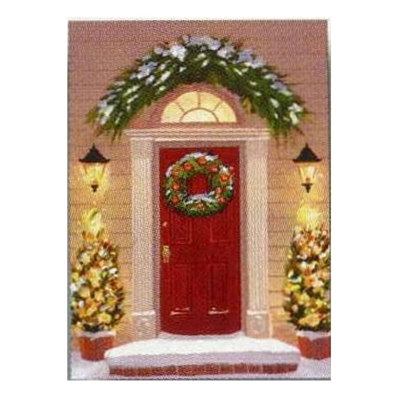 Holiday Door/Wreath Glitter Holiday Greeting Cards with Green Envelopes - 7in. x 5in. - 18 Pack (XSP1200T1)