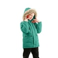thumbnail image 5 of CYRBOKO Girls Coats with Removable Hood, Thermal Windproof Long Sleeve Full Zip Winter Outerwear Green Size 7-8 T, 5 of 9