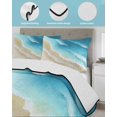 thumbnail image 3 of Twin Quilt Bedding Set, Blue Gradient Beach Reversible Summer Quilt 3 Pieces, Watercolor Coastal Seaside Waves Ombre Lightweight Bedspreads Coverlets with 2 Pillow Shams for All Seasons, 3 of 5