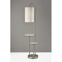 20 x 13 x 66 in. Metal Glass Shelf Floor Lamp, Brushed Steel