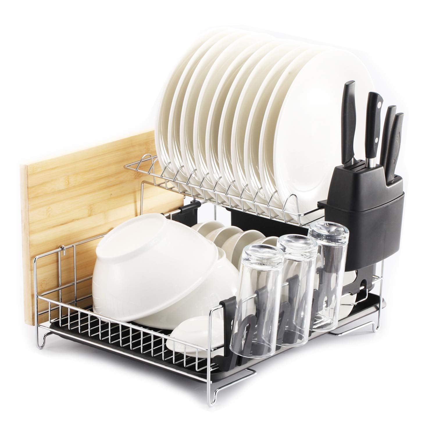 Premium Racks Professional Dish Rack 304 Stainless Steel Fully Customizable Microfiber Mat Included Modern Design Large Capacity