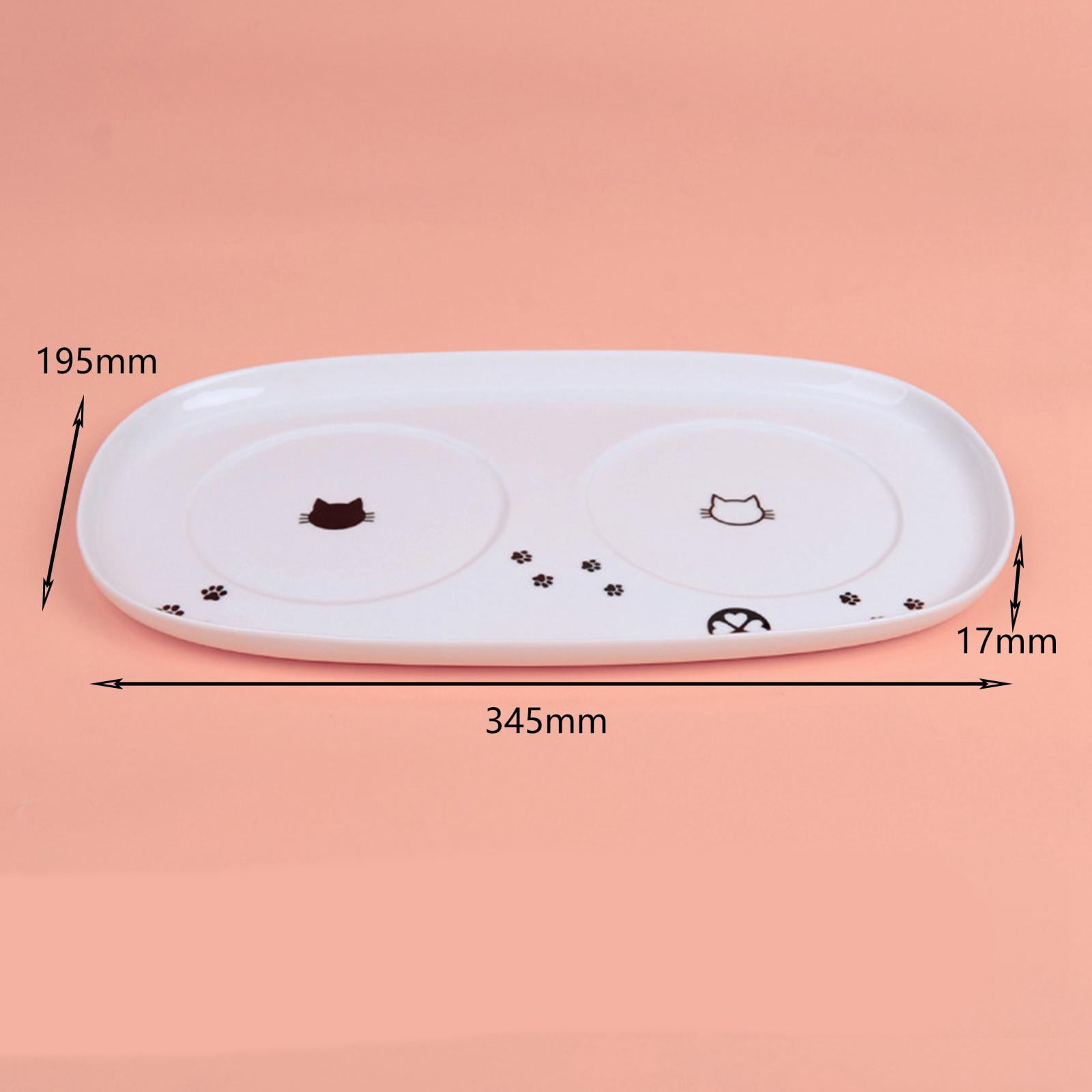 Elevated Ceramic Kitten Feeding Tray Water Bowl Tray Feeding Drinking Elevated Cat Food Bowl Platter Puppy Kitten Accessories