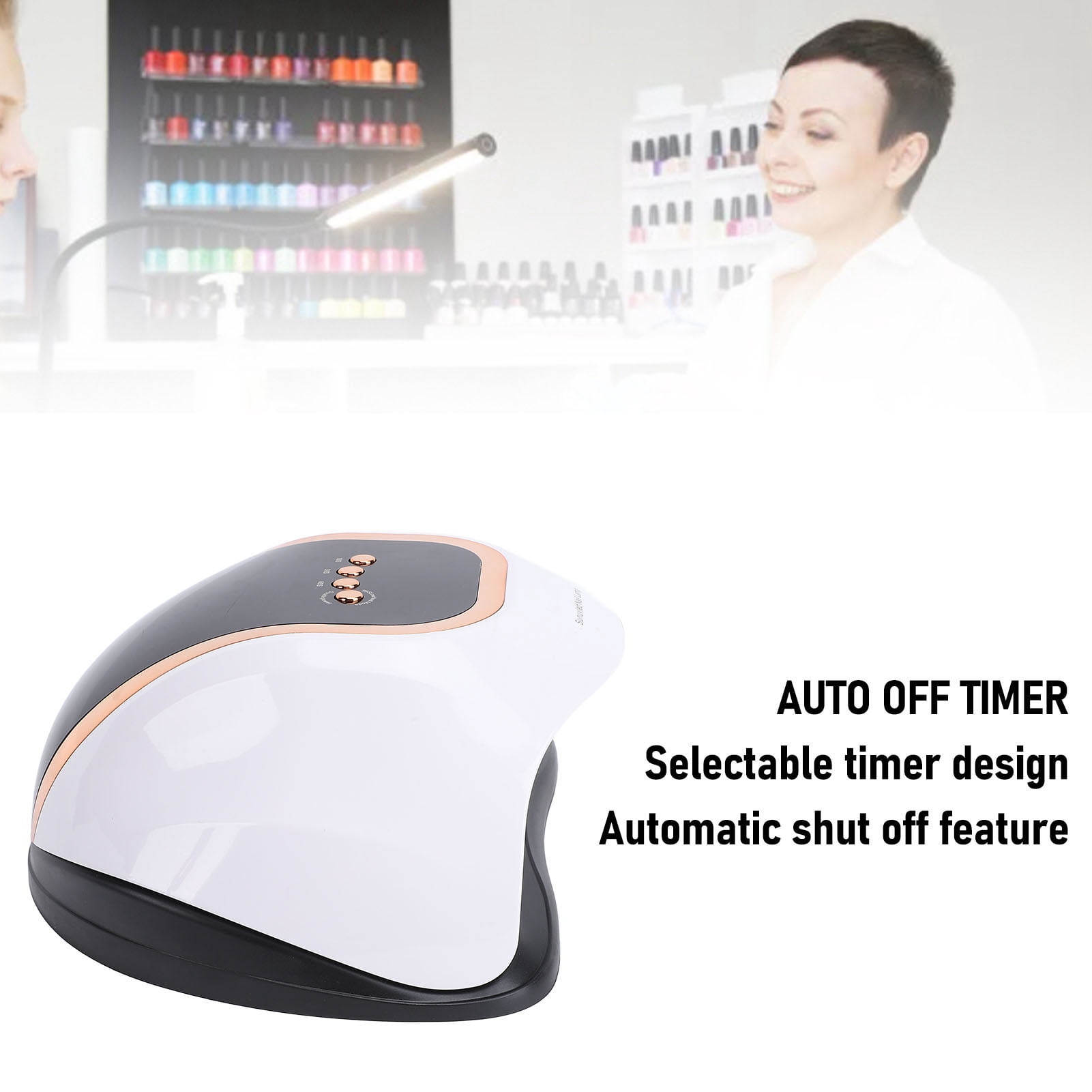 M Buder Premium UV LED Nail Lamp with 3 Timer Settings and Auto Off, Fast UV Nail Dryer with UV Gloves for Gel Nail Polishes, US Plug Manicure Light 100-240V