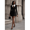thumbnail image 3 of Women's Black and White Mini Length Mini Dress with Collared for Wedding Guest, Prom and Evening Party, 3 of 3