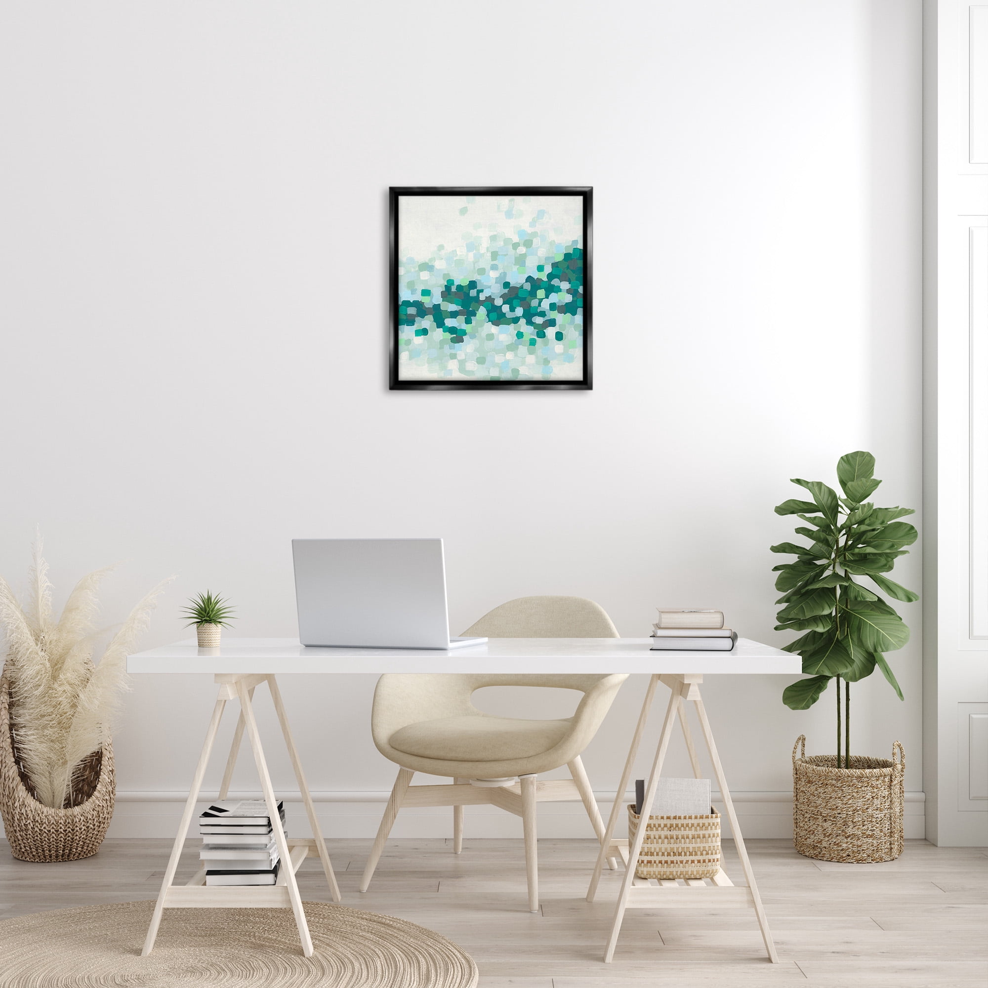 Stupell Industries Modern Dotted Terrain Abstract Painting Black Floater Framed Canvas Art Print Wall Art, 25 x 25