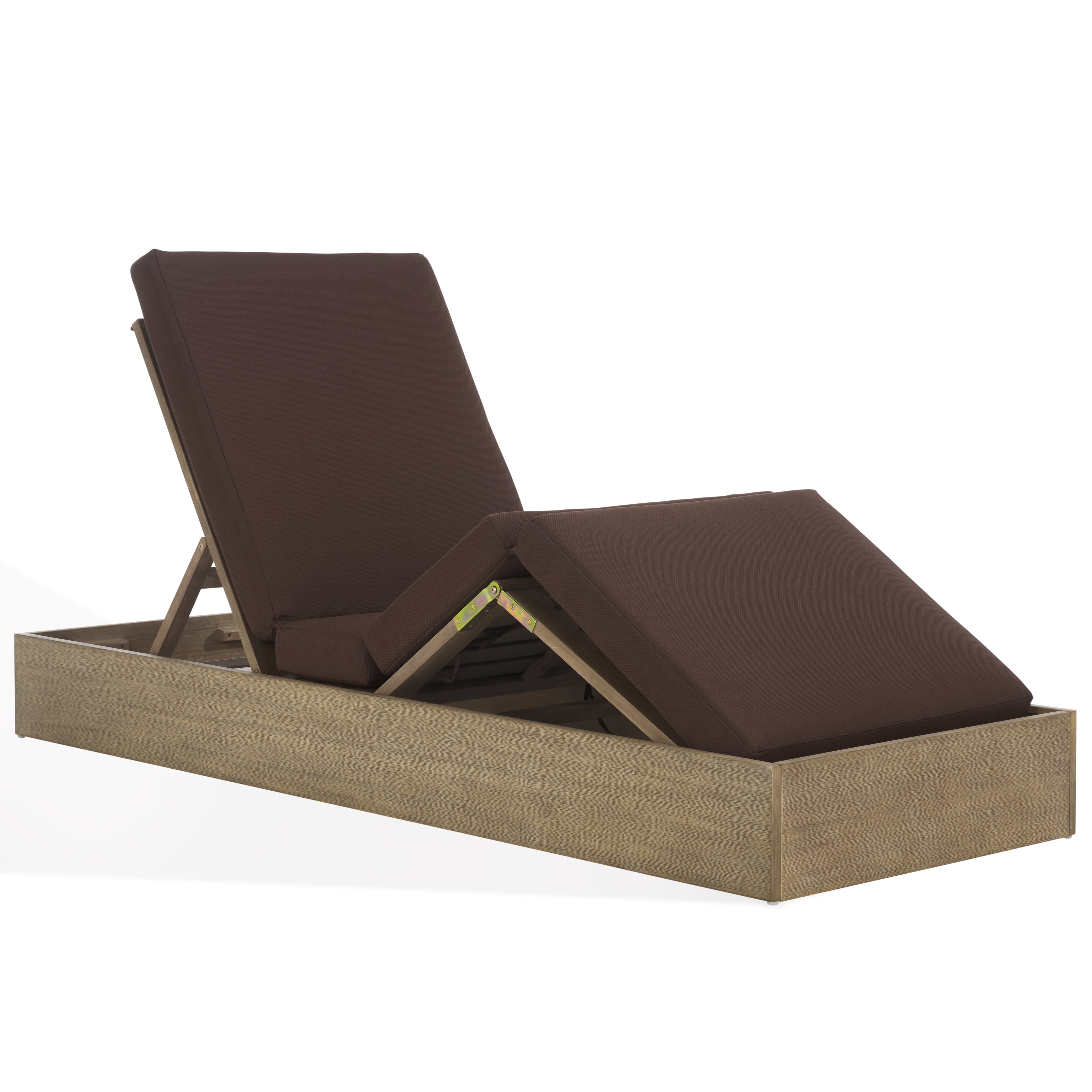Safavieh Vincent Wood Outdoor Lounge Chair, Natural/Dark Brown
