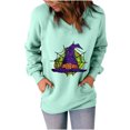 thumbnail image 1 of Sudadera clásica de manga larga con cuello en V y estampado de Halloween para mujer Pompotops FGAJ15816, 1 of 1
