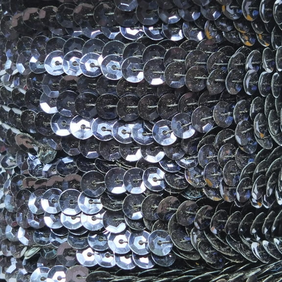 Navy Blue Single Row Trim Cup Sequins 5mm Center Stitched Shiny Metallic Made in USA