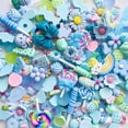 thumbnail image 2 of YOPTOP 200 Pcs Slime Charms Cute Set  Bulk Mixed Resin Flatback Fake Candy Charms Assorted Sweets Slime Beads Making Supplies for DIY Craft Making and Ornament Scrapbooking Blue,Blue, 2 of 4