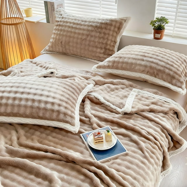 Staron Couverture en Molleton Double Face 120x200cm, Jeté Uni Réversible Chaud et Doux, Couverture Toutes Saisons pour Lit et Canapé pour Sieste et Câlins