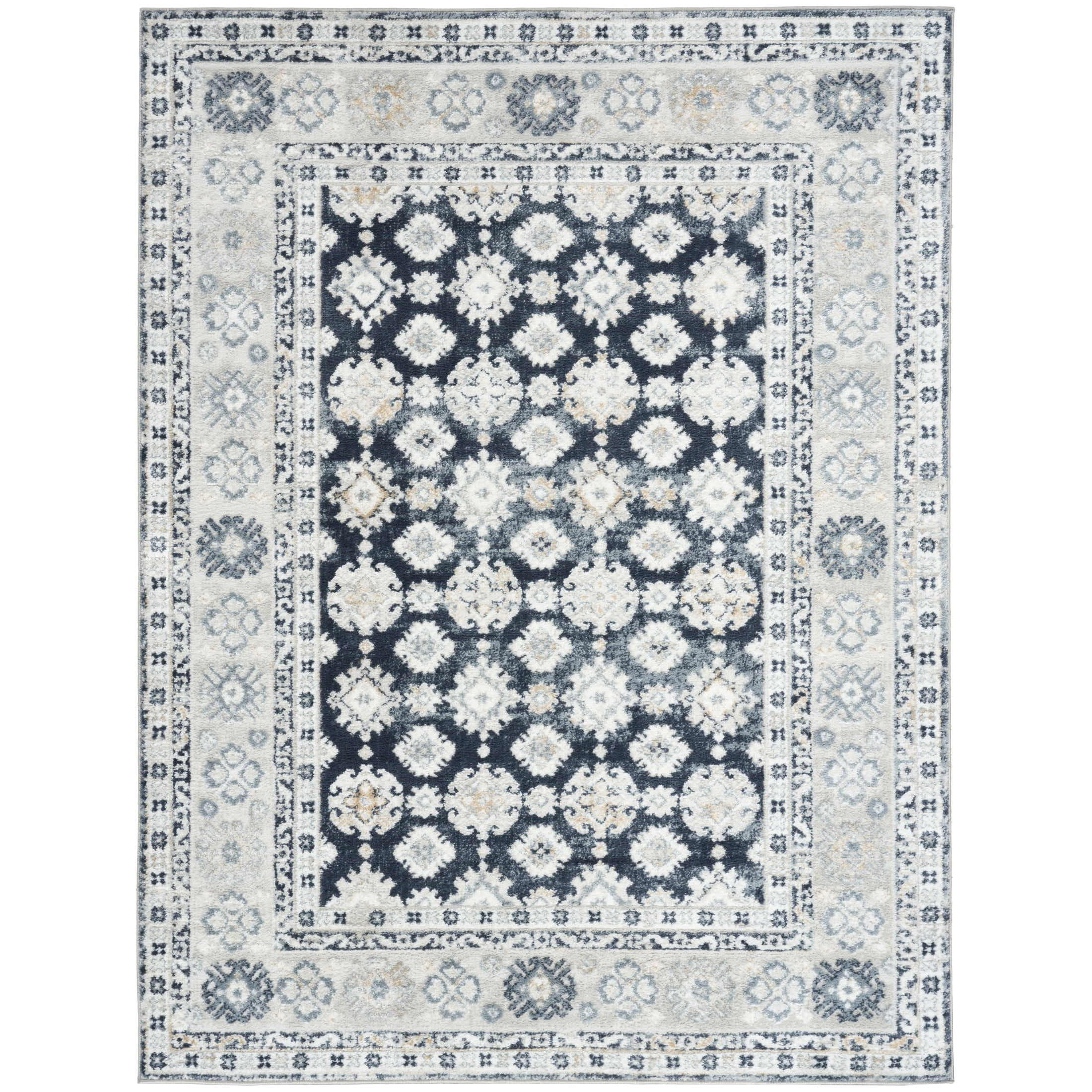 Nourison Dekor 4' x 6' Grey Navy Vintage Indoor Rug