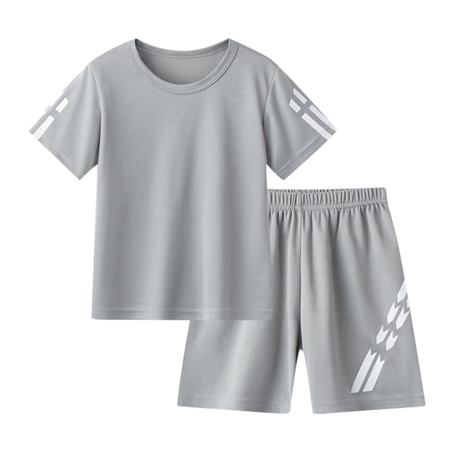 Zpanxa Ensembles d'Été pour Garçons Enfants Col Rond Manches Courtes Ensemble Ample Décontracté Ensemble de Sport de Plein Air Ensemble Manches Courtes et Shorts 2 Ans