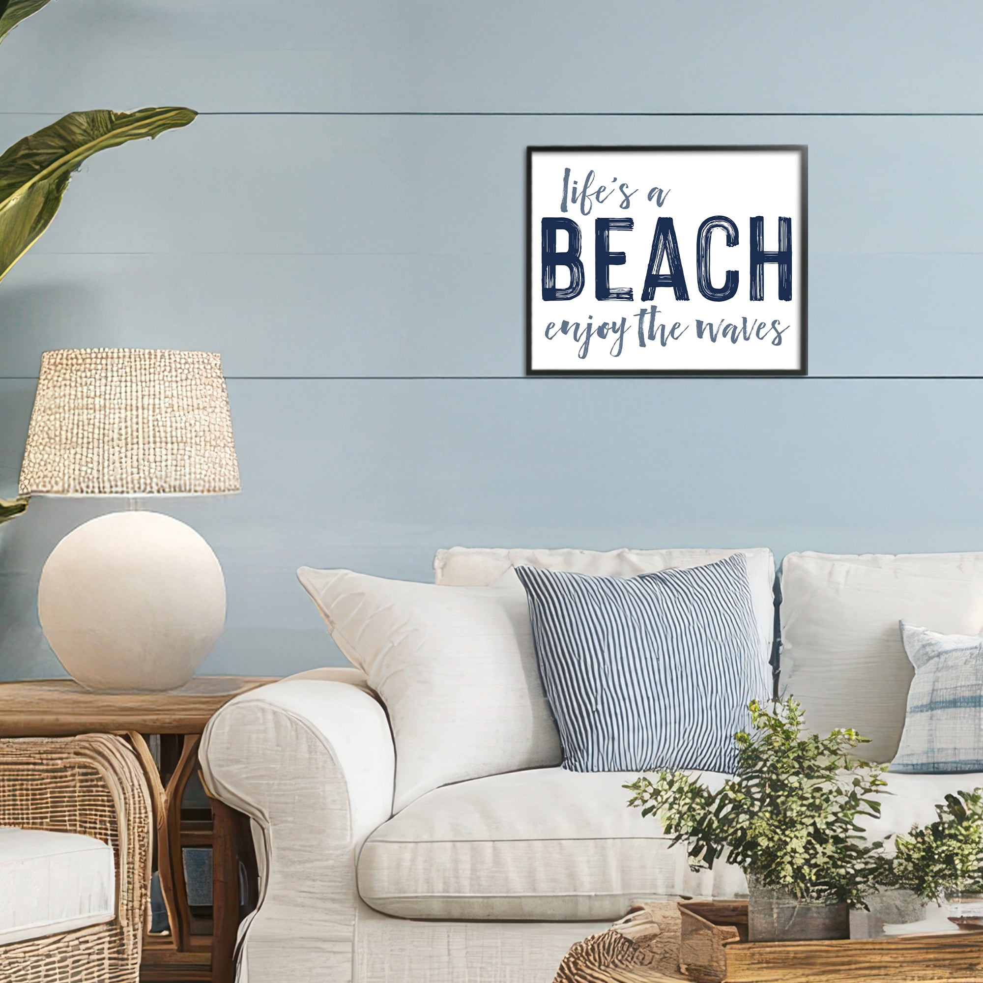 Summer Sentiment Enjoy Waves Black Framed Giclee Art, design by Lettered and Lined